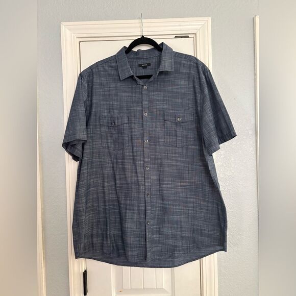 Alfani Shirt Mens Size XXL Blue Gray Warren Short Sleeve Lightweight Collared - Picture 1 of 6